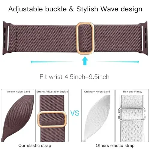 Lerobo Braided Band Compatible with Apple Watch Series 11 10 9 8 7 46mm 45mm 41mm Ultra SE 3 2 1 49mm Series 6 5 4 3 44mm 40mm 38mm 42mm Men iWatch Bands Women Stretchy Nylon Solo Loop Sport Strap - 10