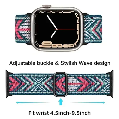 Lerobo Braided Band Compatible with Apple Watch Series 11 10 9 8 7 46mm 45mm 41mm Ultra SE 3 2 1 49mm Series 6 5 4 3 44mm 40mm 38mm 42mm Men iWatch Bands Women Stretchy Nylon Solo Loop Sport Strap - 3