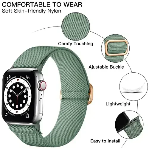 Lerobo Braided Band Compatible with Apple Watch Series 11 10 9 8 7 46mm 45mm 41mm Ultra SE 3 2 1 49mm Series 6 5 4 3 44mm 40mm 38mm 42mm Men iWatch Bands Women Stretchy Nylon Solo Loop Sport Strap - 11