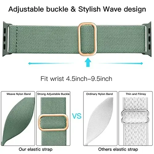 Lerobo Braided Band Compatible with Apple Watch Series 11 10 9 8 7 46mm 45mm 41mm Ultra SE 3 2 1 49mm Series 6 5 4 3 44mm 40mm 38mm 42mm Men iWatch Bands Women Stretchy Nylon Solo Loop Sport Strap - 10