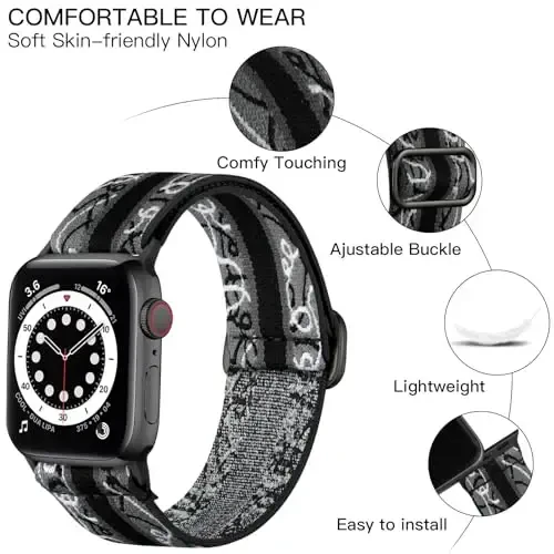 Lerobo Braided Band Compatible with Apple Watch Series 11 10 9 8 7 46mm 45mm 41mm Ultra SE 3 2 1 49mm Series 6 5 4 3 44mm 40mm 38mm 42mm Men iWatch Bands Women Stretchy Nylon Solo Loop Sport Strap - 2