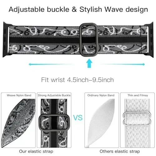 Lerobo Braided Band Compatible with Apple Watch Series 11 10 9 8 7 46mm 45mm 41mm Ultra SE 3 2 1 49mm Series 6 5 4 3 44mm 40mm 38mm 42mm Men iWatch Bands Women Stretchy Nylon Solo Loop Sport Strap - 3