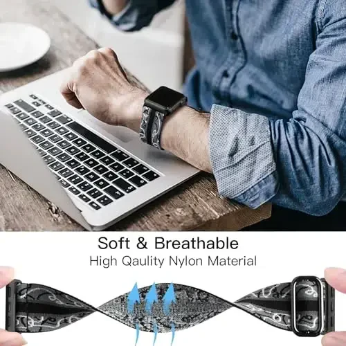 Lerobo Braided Band Compatible with Apple Watch Series 11 10 9 8 7 46mm 45mm 41mm Ultra SE 3 2 1 49mm Series 6 5 4 3 44mm 40mm 38mm 42mm Men iWatch Bands Women Stretchy Nylon Solo Loop Sport Strap - 4