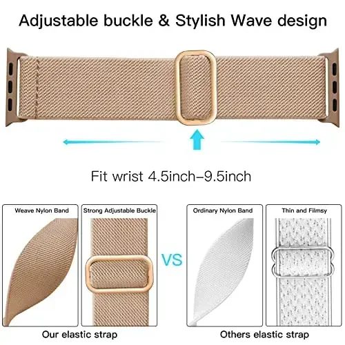 Lerobo Braided Band Compatible with Apple Watch Series 11 10 9 8 7 46mm 45mm 41mm Ultra SE 3 2 1 49mm Series 6 5 4 3 44mm 40mm 38mm 42mm Men iWatch Bands Women Stretchy Nylon Solo Loop Sport Strap - 3