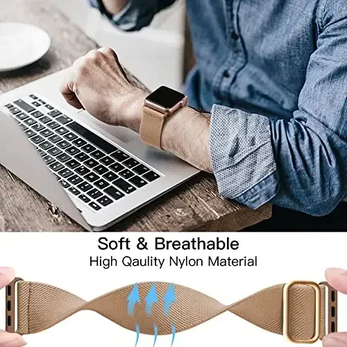 Lerobo Braided Band Compatible with Apple Watch Series 11 10 9 8 7 46mm 45mm 41mm Ultra SE 3 2 1 49mm Series 6 5 4 3 44mm 40mm 38mm 42mm Men iWatch Bands Women Stretchy Nylon Solo Loop Sport Strap - 4