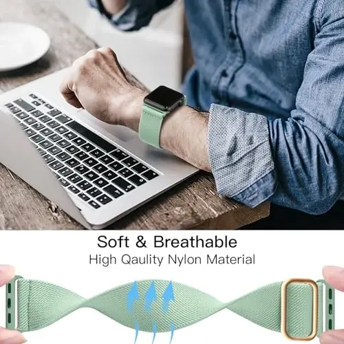 Lerobo Braided Band Compatible with Apple Watch Series 11 10 9 8 7 46mm 45mm 41mm Ultra SE 3 2 1 49mm Series 6 5 4 3 44mm 40mm 38mm 42mm Men iWatch Bands Women Stretchy Nylon Solo Loop Sport Strap - 4