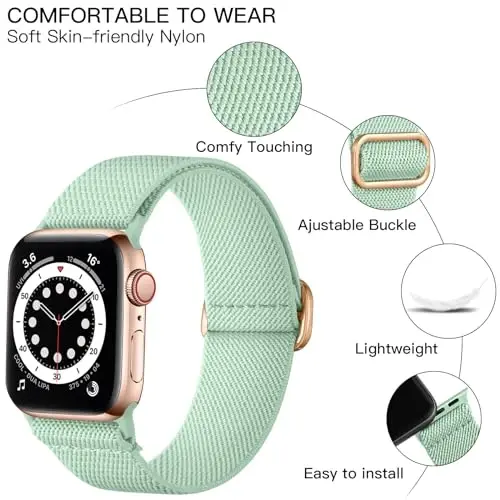 Lerobo Braided Band Compatible with Apple Watch Series 11 10 9 8 7 46mm 45mm 41mm Ultra SE 3 2 1 49mm Series 6 5 4 3 44mm 40mm 38mm 42mm Men iWatch Bands Women Stretchy Nylon Solo Loop Sport Strap - 2