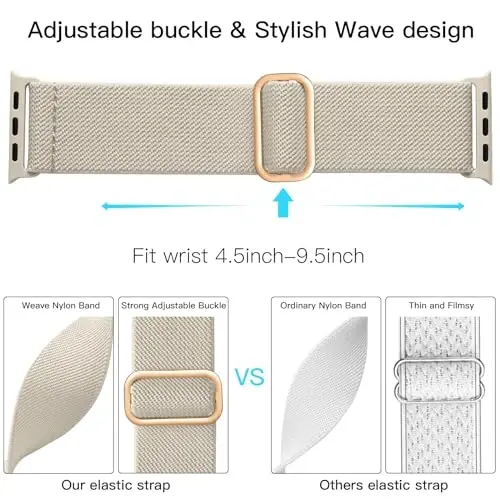 Lerobo Braided Band Compatible with Apple Watch Series 11 10 9 8 7 46mm 45mm 41mm Ultra SE 3 2 1 49mm Series 6 5 4 3 44mm 40mm 38mm 42mm Men iWatch Bands Women Stretchy Nylon Solo Loop Sport Strap - 3