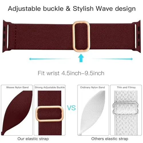 Lerobo Braided Band Compatible with Apple Watch Series 11 10 9 8 7 46mm 45mm 41mm Ultra SE 3 2 1 49mm Series 6 5 4 3 44mm 40mm 38mm 42mm Men iWatch Bands Women Stretchy Nylon Solo Loop Sport Strap - 3