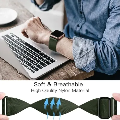 Lerobo Braided Band Compatible with Apple Watch Series 11 10 9 8 7 46mm 45mm 41mm Ultra SE 3 2 1 49mm Series 6 5 4 3 44mm 40mm 38mm 42mm Men iWatch Bands Women Stretchy Nylon Solo Loop Sport Strap - 4