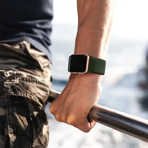 Lerobo Braided Band Compatible with Apple Watch Series 11 10 9 8 7 46mm 45mm 41mm Ultra SE 3 2 1 49mm Series 6 5 4 3 44mm 40mm 38mm 42mm Men iWatch Bands Women Stretchy Nylon Solo Loop Sport Strap - 8
