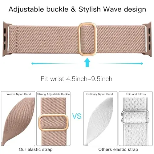 Lerobo Braided Band Compatible with Apple Watch Series 11 10 9 8 7 46mm 45mm 41mm Ultra SE 3 2 1 49mm Series 6 5 4 3 44mm 40mm 38mm 42mm Men iWatch Bands Women Stretchy Nylon Solo Loop Sport Strap - 3
