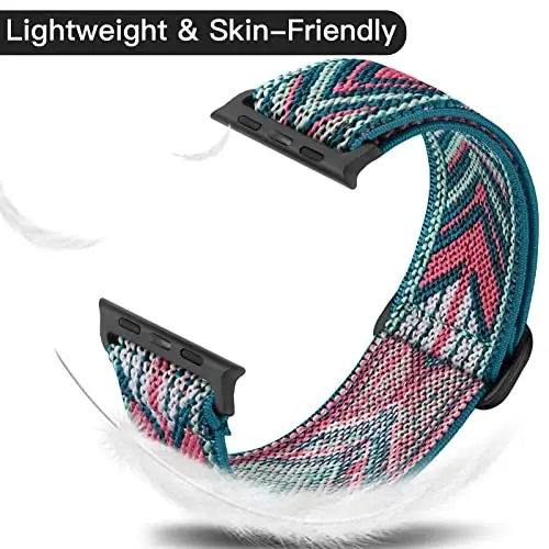 Lerobo Braided Band Compatible with Apple Watch Series 11 10 9 8 7 46mm 45mm 41mm Ultra SE 3 2 1 49mm Series 6 5 4 3 44mm 40mm 38mm 42mm Men iWatch Bands Women Stretchy Nylon Solo Loop Sport Strap - LEROBO (1)