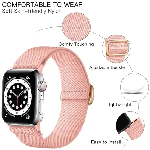 Lerobo Braided Band Compatible with Apple Watch Series 11 10 9 8 7 46mm 45mm 41mm Ultra SE 3 2 1 49mm Series 6 5 4 3 44mm 40mm 38mm 42mm Men iWatch Bands Women Stretchy Nylon Solo Loop Sport Strap - LEROBO (1)