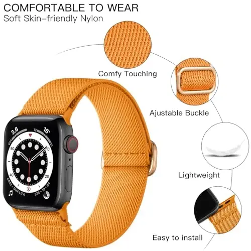 Lerobo Braided Band Compatible with Apple Watch Series 11 10 9 8 7 46mm 45mm 41mm Ultra SE 3 2 1 49mm Series 6 5 4 3 44mm 40mm 38mm 42mm Men iWatch Bands Women Stretchy Nylon Solo Loop Sport Strap - 11