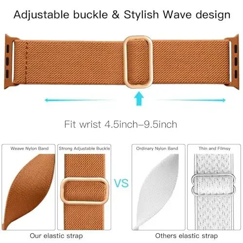 Lerobo Braided Band Compatible with Apple Watch Series 11 10 9 8 7 46mm 45mm 41mm Ultra SE 3 2 1 49mm Series 6 5 4 3 44mm 40mm 38mm 42mm Men iWatch Bands Women Stretchy Nylon Solo Loop Sport Strap - 4