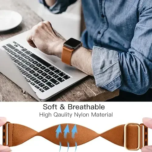 Lerobo Braided Band Compatible with Apple Watch Series 11 10 9 8 7 46mm 45mm 41mm Ultra SE 3 2 1 49mm Series 6 5 4 3 44mm 40mm 38mm 42mm Men iWatch Bands Women Stretchy Nylon Solo Loop Sport Strap - 5