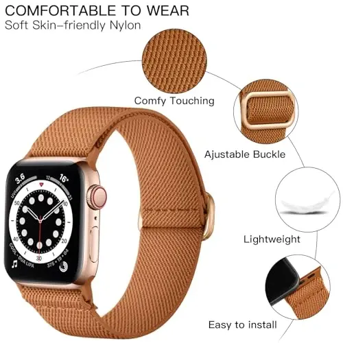 Lerobo Örgülü Kordon Apple Watch Series 11 10 9 8 7 46mm 45mm 41mm Ultra SE 3 2 1 49mm Series 6 5 4 3 44mm 40mm 38mm 42mm Erkek iWatch Kordonları Kadın Esnek Naylon Solo Loop Spor Kayış ile Uyumlu - 3