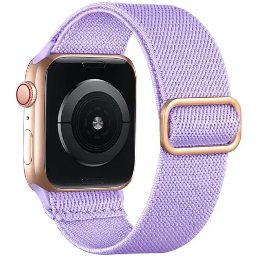 Lerobo Braided Band Compatible with Apple Watch Series 11 10 9 8 7 46mm 45mm 41mm Ultra SE 3 2 1 49mm Series 6 5 4 3 44mm 40mm 38mm 42mm Men iWatch Bands Women Stretchy Nylon Solo Loop Sport Strap - 1