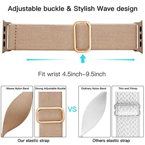 Lerobo Braided Band Compatible with Apple Watch Series 11 10 9 8 7 46mm 45mm 41mm Ultra SE 3 2 1 49mm Series 6 5 4 3 44mm 40mm 38mm 42mm Men iWatch Bands Women Stretchy Nylon Solo Loop Sport Strap - 3