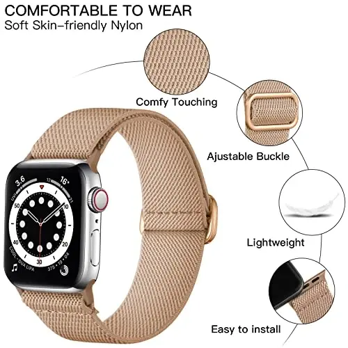 Lerobo Braided Band Compatible with Apple Watch Series 11 10 9 8 7 46mm 45mm 41mm Ultra SE 3 2 1 49mm Series 6 5 4 3 44mm 40mm 38mm 42mm Men iWatch Bands Women Stretchy Nylon Solo Loop Sport Strap - LEROBO (1)