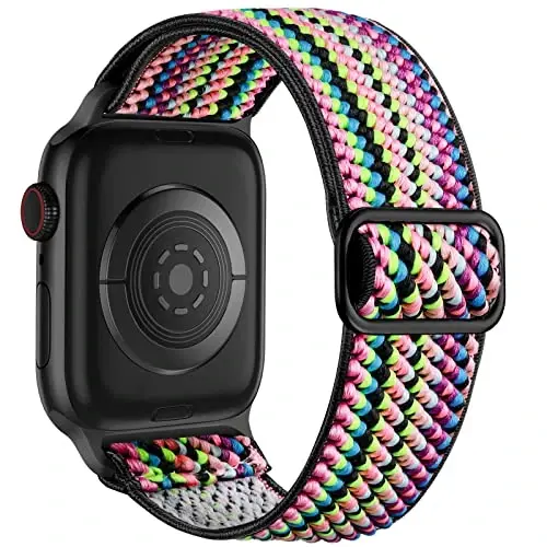 Lerobo Braided Band Compatible with Apple Watch Series 11 10 9 8 7 46mm 45mm 41mm Ultra SE 3 2 1 49mm Series 6 5 4 3 44mm 40mm 38mm 42mm Men iWatch Bands Women Stretchy Nylon Solo Loop Sport Strap - 1