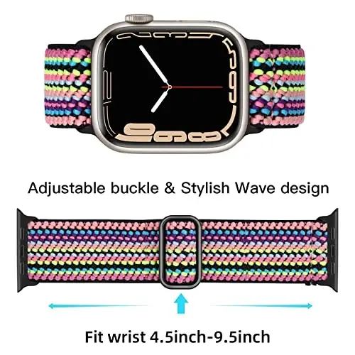 Lerobo Braided Band Compatible with Apple Watch Series 11 10 9 8 7 46mm 45mm 41mm Ultra SE 3 2 1 49mm Series 6 5 4 3 44mm 40mm 38mm 42mm Men iWatch Bands Women Stretchy Nylon Solo Loop Sport Strap - 10