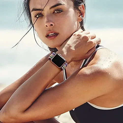 Lerobo Braided Band Compatible with Apple Watch Series 11 10 9 8 7 46mm 45mm 41mm Ultra SE 3 2 1 49mm Series 6 5 4 3 44mm 40mm 38mm 42mm Men iWatch Bands Women Stretchy Nylon Solo Loop Sport Strap - 7
