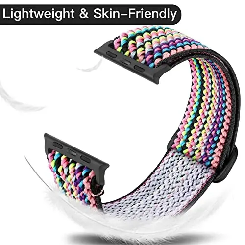 Lerobo Braided Band Compatible with Apple Watch Series 11 10 9 8 7 46mm 45mm 41mm Ultra SE 3 2 1 49mm Series 6 5 4 3 44mm 40mm 38mm 42mm Men iWatch Bands Women Stretchy Nylon Solo Loop Sport Strap - LEROBO (1)