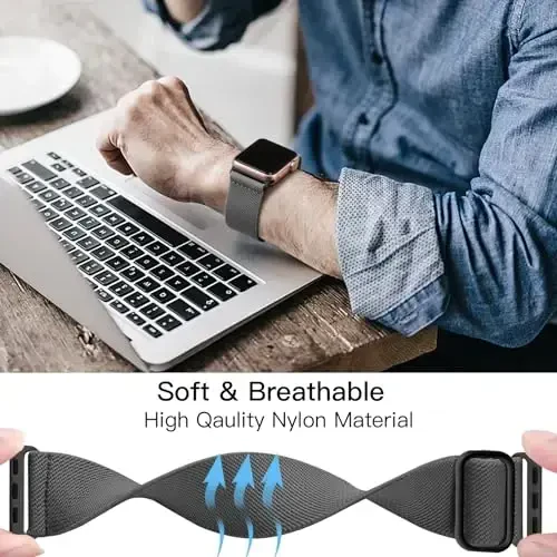 Lerobo Braided Band Compatible with Apple Watch Series 11 10 9 8 7 46mm 45mm 41mm Ultra SE 3 2 1 49mm Series 6 5 4 3 44mm 40mm 38mm 42mm Men iWatch Bands Women Stretchy Nylon Solo Loop Sport Strap - 4