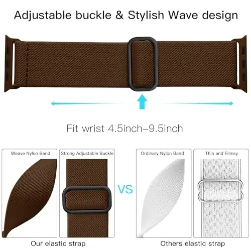 Lerobo Braided Band Compatible with Apple Watch Series 11 10 9 8 7 46mm 45mm 41mm Ultra SE 3 2 1 49mm Series 6 5 4 3 44mm 40mm 38mm 42mm Men iWatch Bands Women Stretchy Nylon Solo Loop Sport Strap - 8