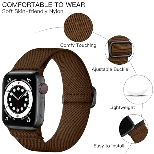 Lerobo Braided Band Compatible with Apple Watch Series 11 10 9 8 7 46mm 45mm 41mm Ultra SE 3 2 1 49mm Series 6 5 4 3 44mm 40mm 38mm 42mm Men iWatch Bands Women Stretchy Nylon Solo Loop Sport Strap - 2