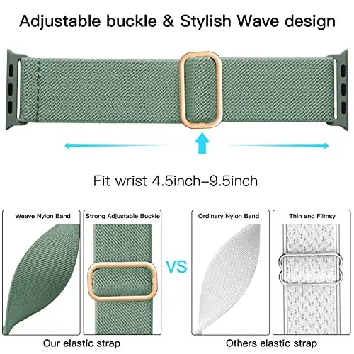 Lerobo Braided Band Compatible with Apple Watch Series 11 10 9 8 7 46mm 45mm 41mm Ultra SE 3 2 1 49mm Series 6 5 4 3 44mm 40mm 38mm 42mm Men iWatch Bands Women Stretchy Nylon Solo Loop Sport Strap - 3