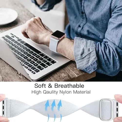 Lerobo Örgülü Kordon Apple Watch Serisi 11 10 9 8 7 46mm 45mm 41mm Ultra SE 3 2 1 49mm Serisi 6 5 4 3 44mm 40mm 38mm 42mm Erkek iWatch Kordonları Kadın Esnek Naylon Solo Loop Spor Kayış ile Uyumlu - 4