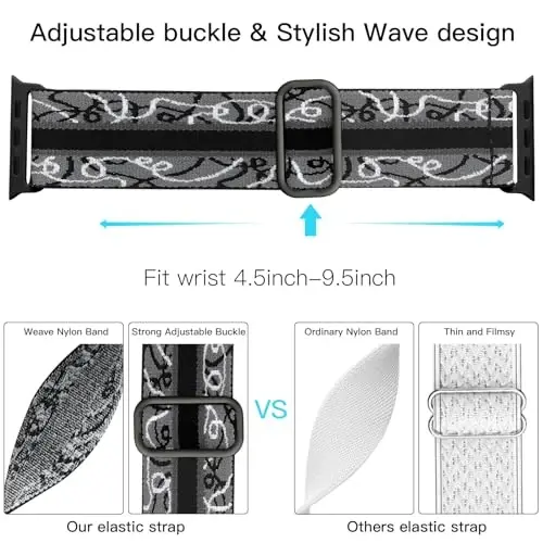 Lerobo Braided Band Compatible with Apple Watch Series 11 10 9 8 7 46mm 45mm 41mm Ultra SE 3 2 1 49mm Series 6 5 4 3 44mm 40mm 38mm 42mm Men iWatch Bands Women Stretchy Nylon Solo Loop Sport Strap - 3