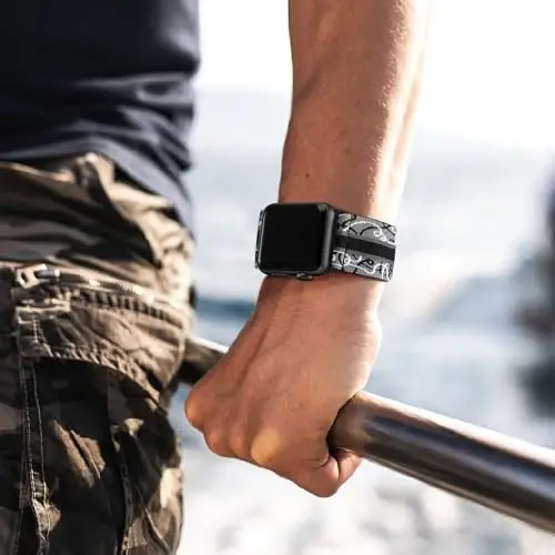 Lerobo Braided Band Compatible with Apple Watch Series 11 10 9 8 7 46mm 45mm 41mm Ultra SE 3 2 1 49mm Series 6 5 4 3 44mm 40mm 38mm 42mm Men iWatch Bands Women Stretchy Nylon Solo Loop Sport Strap - 5