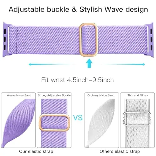 Lerobo Braided Band Compatible with Apple Watch Series 11 10 9 8 7 46mm 45mm 41mm Ultra SE 3 2 1 49mm Series 6 5 4 3 44mm 40mm 38mm 42mm Men iWatch Bands Women Stretchy Nylon Solo Loop Sport Strap - 3