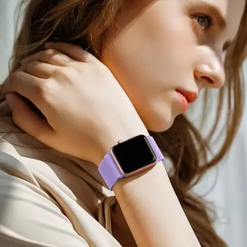 Lerobo Braided Band Compatible with Apple Watch Series 11 10 9 8 7 46mm 45mm 41mm Ultra SE 3 2 1 49mm Series 6 5 4 3 44mm 40mm 38mm 42mm Men iWatch Bands Women Stretchy Nylon Solo Loop Sport Strap - 6