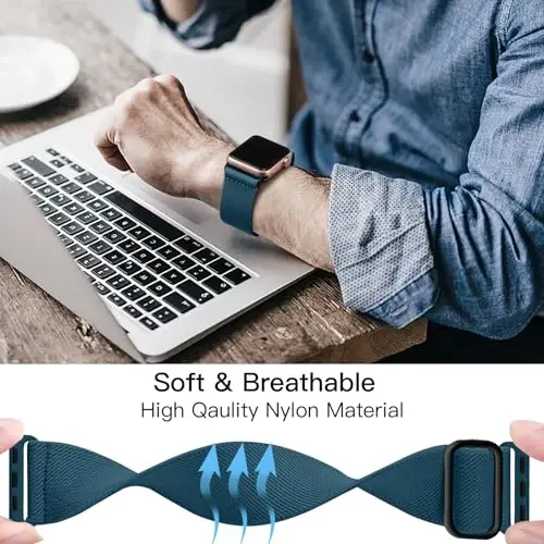 Lerobo Örgülü Kordon, Apple Watch Serisi 11 10 9 8 7 46mm 45mm 41mm Ultra SE 3 2 1 49mm Serisi 6 5 4 3 44mm 40mm 38mm 42mm Erkek iWatch Kordonları Kadın Esnek Naylon Solo Loop Spor Kayış ile Uyumlu - 4