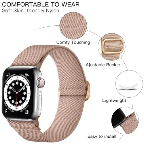 Lerobo Braided Band Compatible with Apple Watch Series 11 10 9 8 7 46mm 45mm 41mm Ultra SE 3 2 1 49mm Series 6 5 4 3 44mm 40mm 38mm 42mm Men iWatch Bands Women Stretchy Nylon Solo Loop Sport Strap - 2