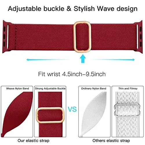 Lerobo Braided Band Compatible with Apple Watch Series 11 10 9 8 7 46mm 45mm 41mm Ultra SE 3 2 1 49mm Series 6 5 4 3 44mm 40mm 38mm 42mm Men iWatch Bands Women Stretchy Nylon Solo Loop Sport Strap - 3