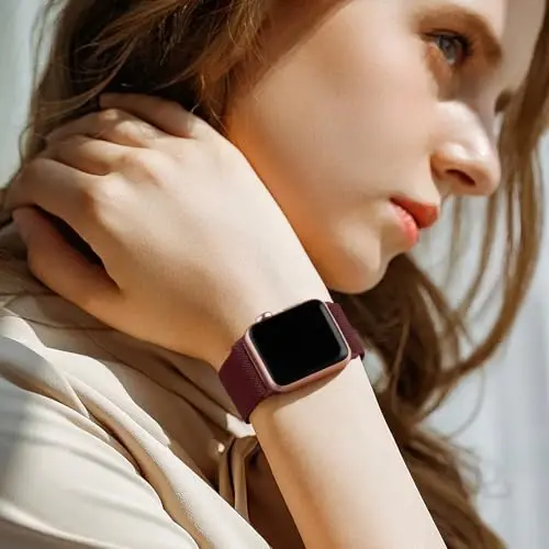 Lerobo Örgülü Kordon Apple Watch Serisi 11 10 9 8 7 46mm 45mm 41mm Ultra SE 3 2 1 49mm Serisi 6 5 4 3 44mm 40mm 38mm 42mm Erkek iWatch Kordonları Kadın Esnek Naylon Solo Loop Spor Kayış ile Uyumlu - 6