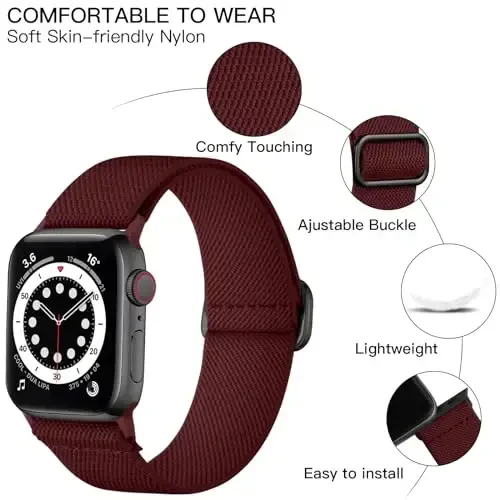 Lerobo Braided Band Compatible with Apple Watch Series 11 10 9 8 7 46mm 45mm 41mm Ultra SE 3 2 1 49mm Series 6 5 4 3 44mm 40mm 38mm 42mm Men iWatch Bands Women Stretchy Nylon Solo Loop Sport Strap - LEROBO (1)