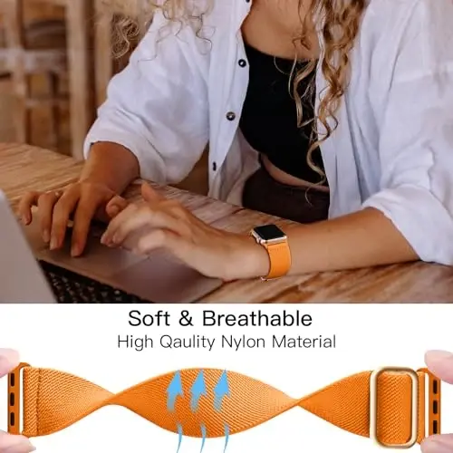 Lerobo Örgülü Kordon Apple Watch Serisi 11 10 9 8 7 46mm 45mm 41mm Ultra SE 3 2 1 49mm Serisi 6 5 4 3 44mm 40mm 38mm 42mm Erkek iWatch Kordonları Kadın Esnek Naylon Solo Loop Spor Kayış ile Uyumlu - 4