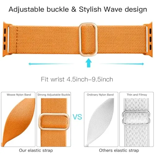 Lerobo Braided Band Compatible with Apple Watch Series 11 10 9 8 7 46mm 45mm 41mm Ultra SE 3 2 1 49mm Series 6 5 4 3 44mm 40mm 38mm 42mm Men iWatch Bands Women Stretchy Nylon Solo Loop Sport Strap - 3