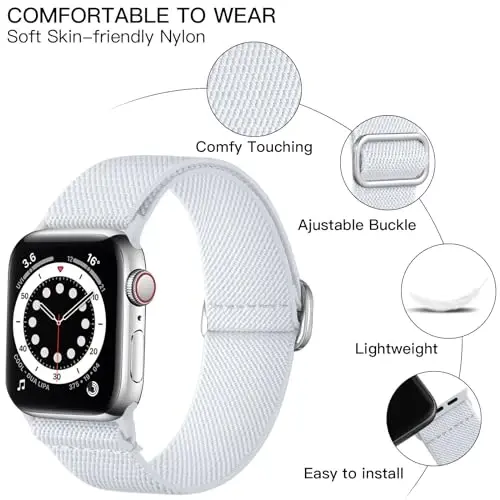 Lerobo Braided Band Compatible with Apple Watch Series 11 10 9 8 7 46mm 45mm 41mm Ultra SE 3 2 1 49mm Series 6 5 4 3 44mm 40mm 38mm 42mm Men iWatch Bands Women Stretchy Nylon Solo Loop Sport Strap - LEROBO (1)