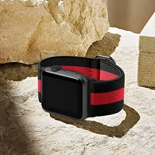 Lerobo Örgülü Kordon Apple Watch Serisi 11 10 9 8 7 46mm 45mm 41mm Ultra SE 3 2 1 49mm Serisi 6 5 4 3 44mm 40mm 38mm 42mm Erkek iWatch Kordonları Kadın Esnek Naylon Solo Loop Spor Kayış ile Uyumlu - 4