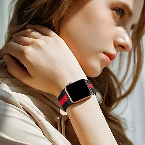 Lerobo Örgülü Kordon Apple Watch Serisi 11 10 9 8 7 46mm 45mm 41mm Ultra SE 3 2 1 49mm Serisi 6 5 4 3 44mm 40mm 38mm 42mm Erkek iWatch Kordonları Kadın Esnek Naylon Solo Loop Spor Kayış ile Uyumlu - 5