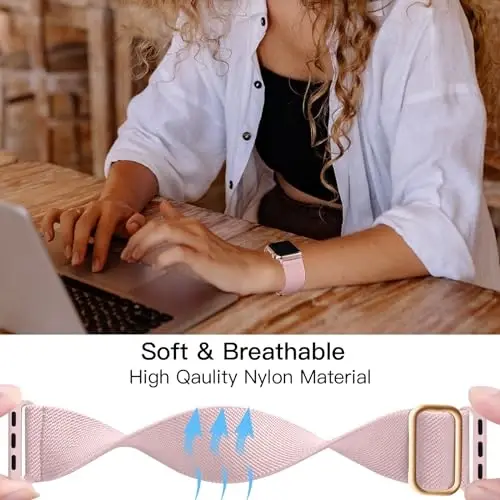 Lerobo Braided Band Compatible with Apple Watch Series 11 10 9 8 7 46mm 45mm 41mm Ultra SE 3 2 1 49mm Series 6 5 4 3 44mm 40mm 38mm 42mm Men iWatch Bands Women Stretchy Nylon Solo Loop Sport Strap - 4