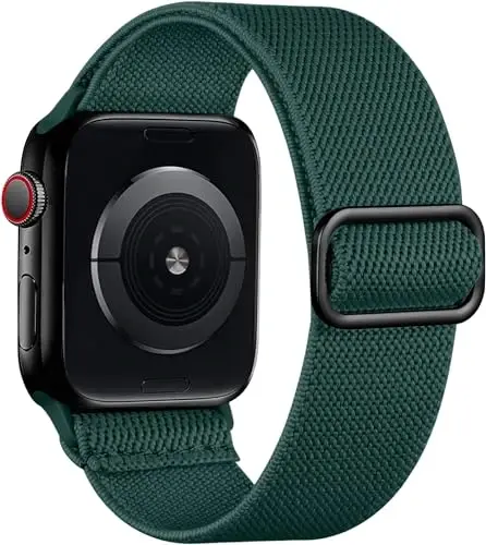 Lerobo Braided Band Compatible with Apple Watch Series 11 10 9 8 7 46mm 45mm 41mm Ultra SE 3 2 1 49mm Series 6 5 4 3 44mm 40mm 38mm 42mm Men iWatch Bands Women Stretchy Nylon Solo Loop Sport Strap - 12